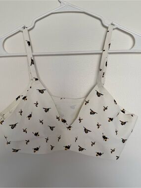 Parade White Bee Print V-Neck Bra